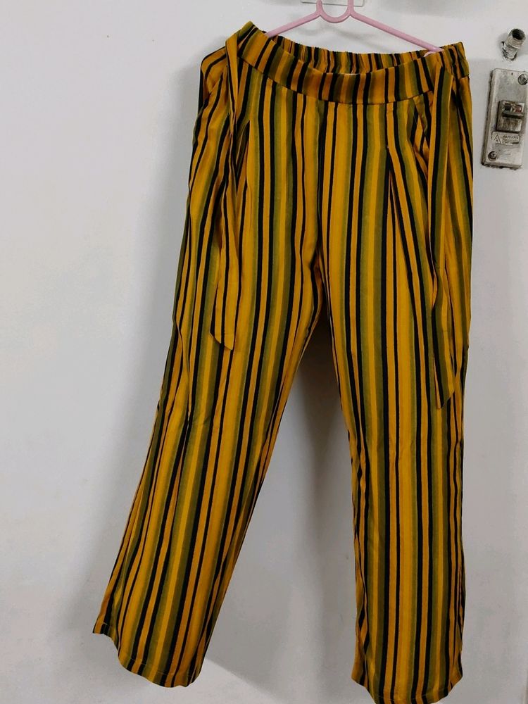 Yellow Strapped Trouser For Women