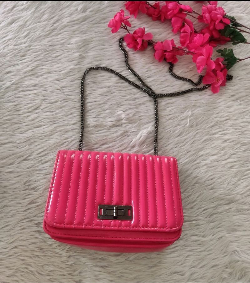 Neon Pink Handbag/ Clutch/ Sling bag