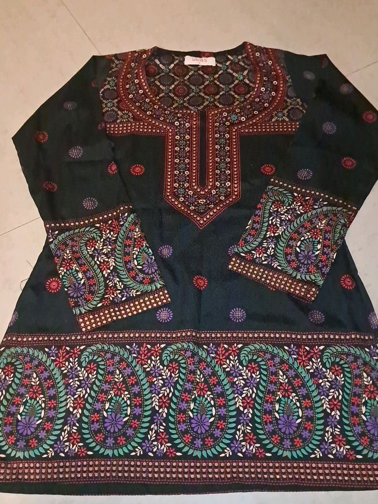 Printed Libas Black  Short Kurti