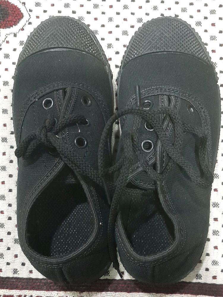 Canvas Black School Shoes