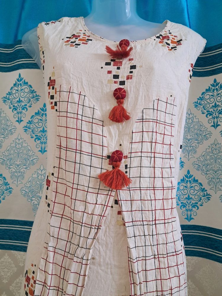 Off-white Jacket Style Kurti