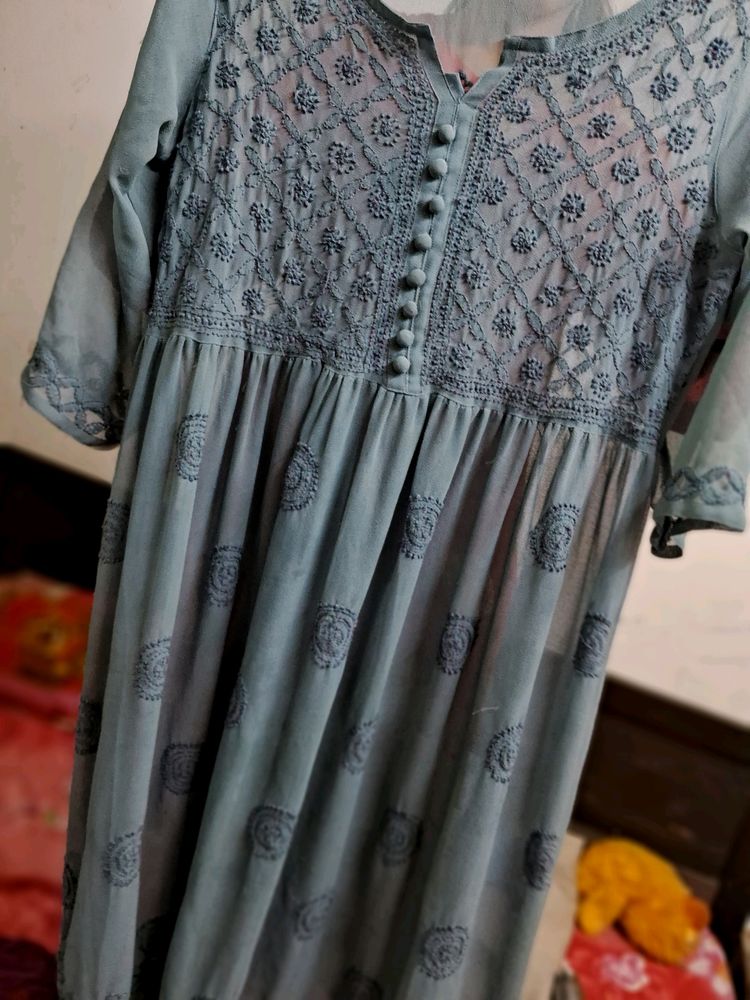 Beautiful Lucknowi Anarkali Kurti With Inner