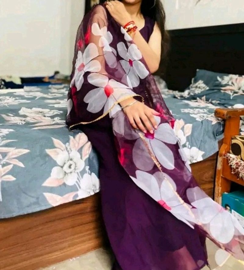 Purple Suit With Dupatta