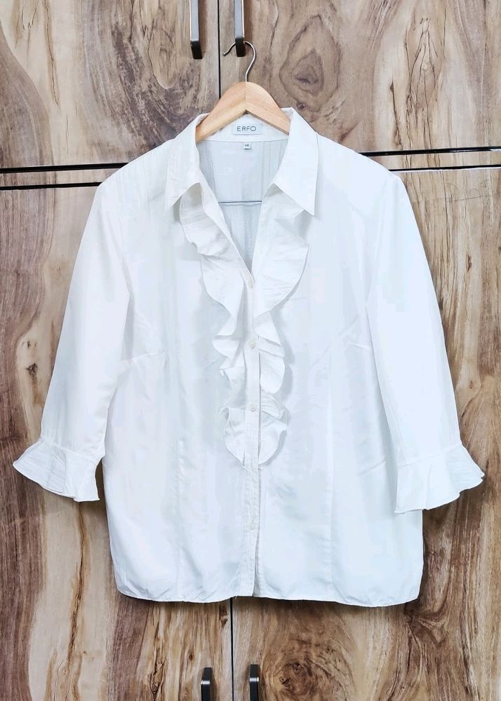 White Frill Shirt Size-44