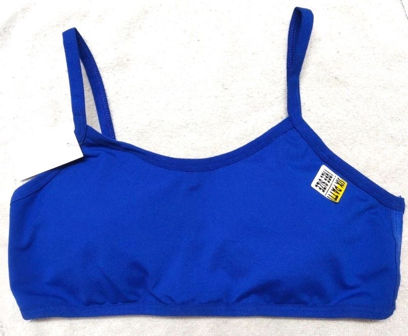 Nevy Blue Padded Sport Bra With Back Pattern