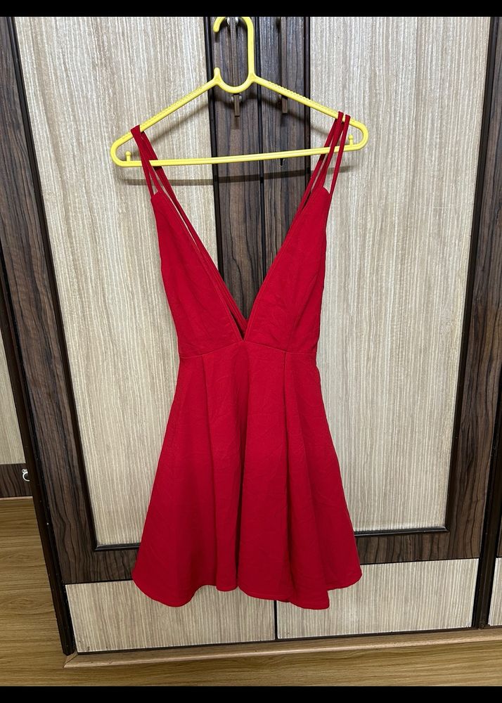 Sexy Deep Neck Hot Red Onepiece