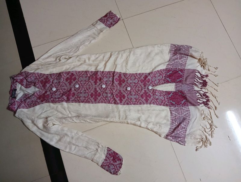 White Collar A Line Kurta