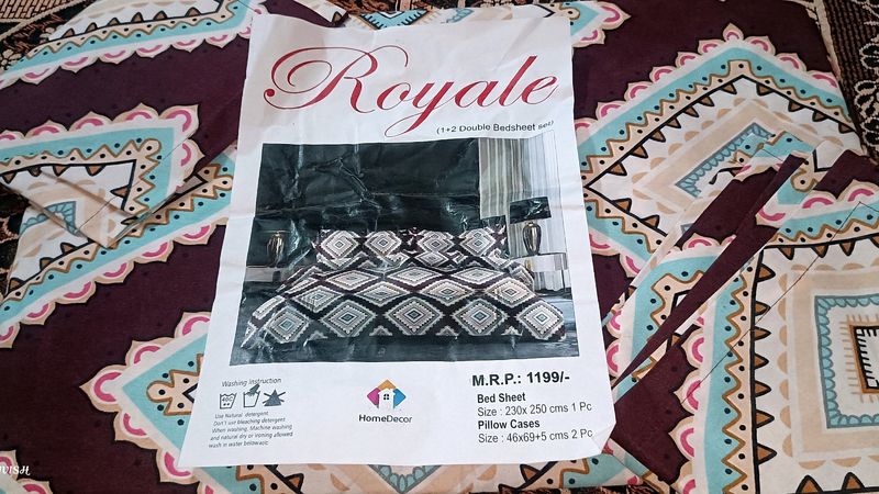 BRAND NEW ROYALE DOUBLE BEDSHEET ROYAL PRINT ABSTRACT DESIGN GLACE COTTON