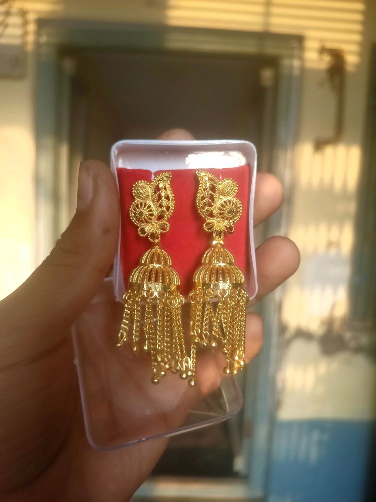 New Never Used Earrings Golden Designer