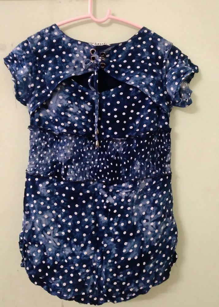 Dark Blue Polka Dot Top