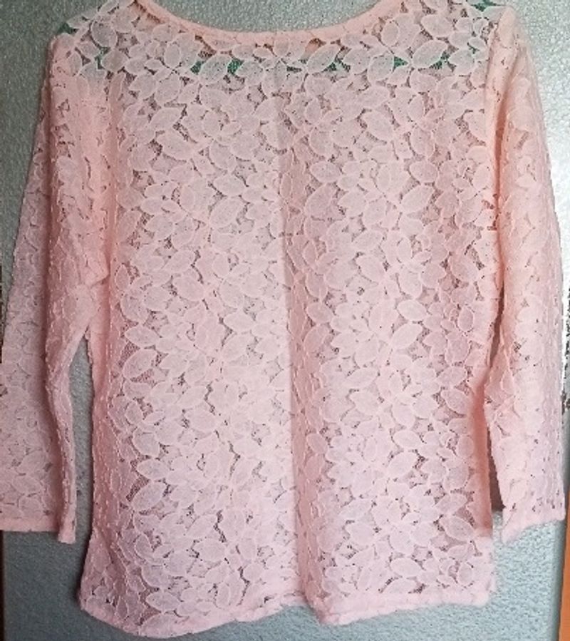 Baby Pink Lacey Top | Brand: One Shine | Size: S