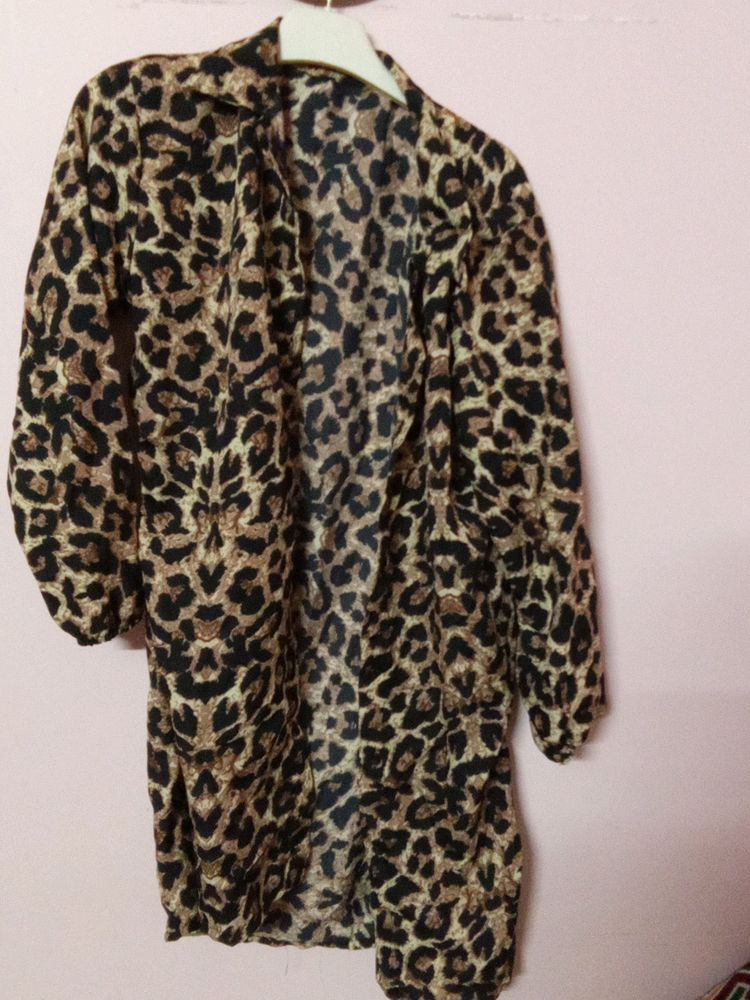 Cheetah Print New Dress With Elastic Sleeves