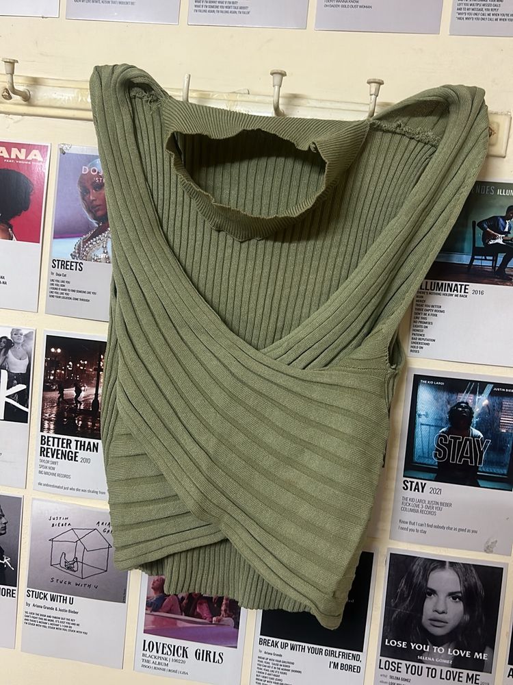 Olive Green Crowl Neck Tank Top