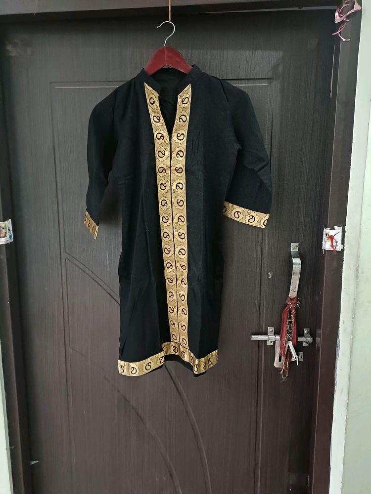 Kurti Black Golden Border