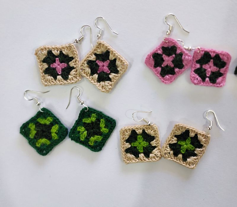 Crochet Earrings Set Of 3