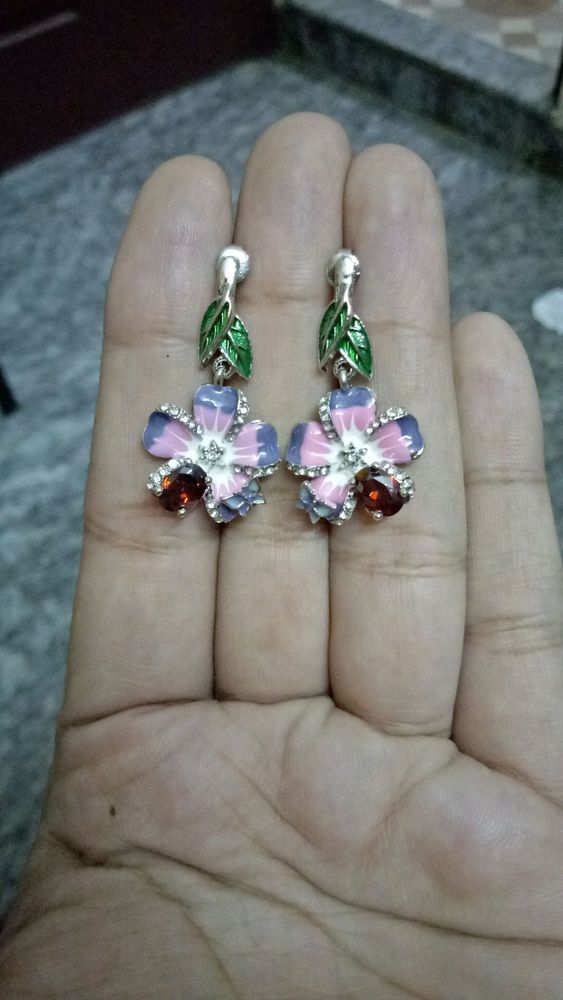 enamel plated  flower earrings