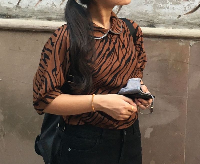 Branded Tiger Print Top