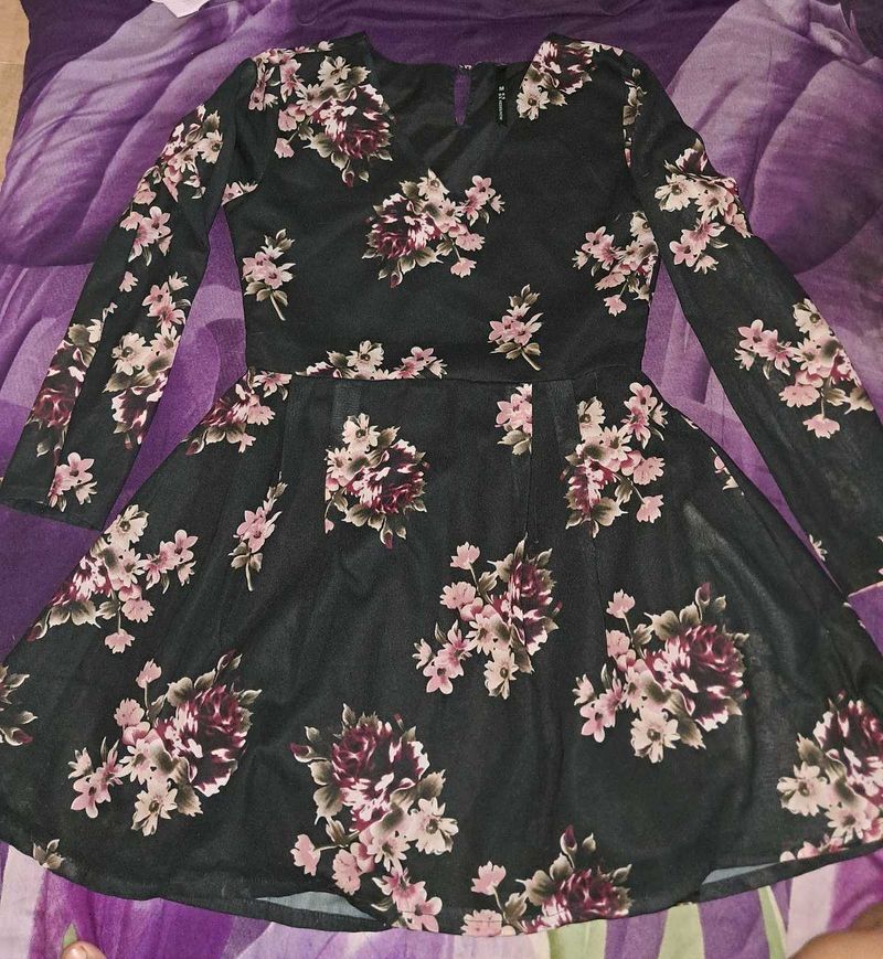 Here & Now Black Flower Dress