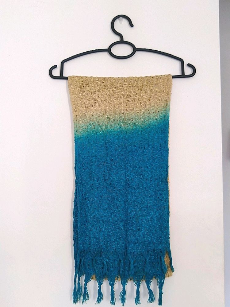 Crochet Dupatta/Stole - Ferozi Blue