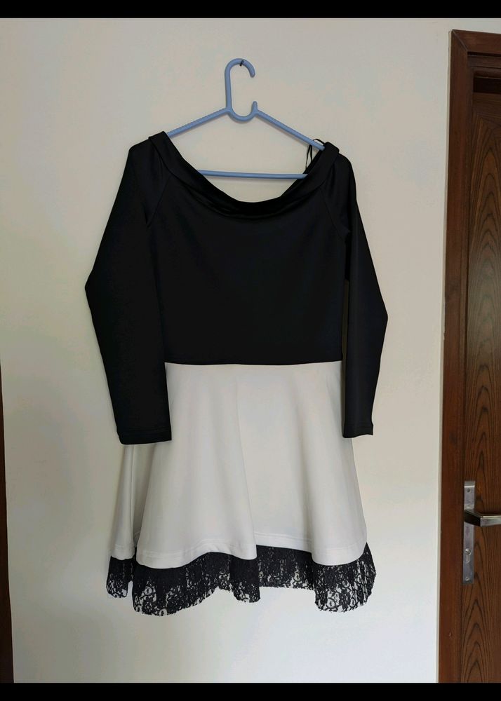 Black N White Off Shoulder Dress