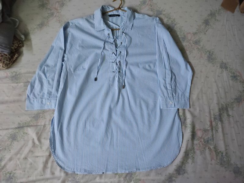 Stylish Shirt White With Blue Strap