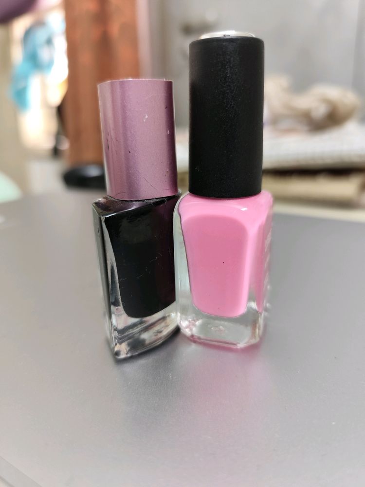 Pink And Black Nailpolish Combo