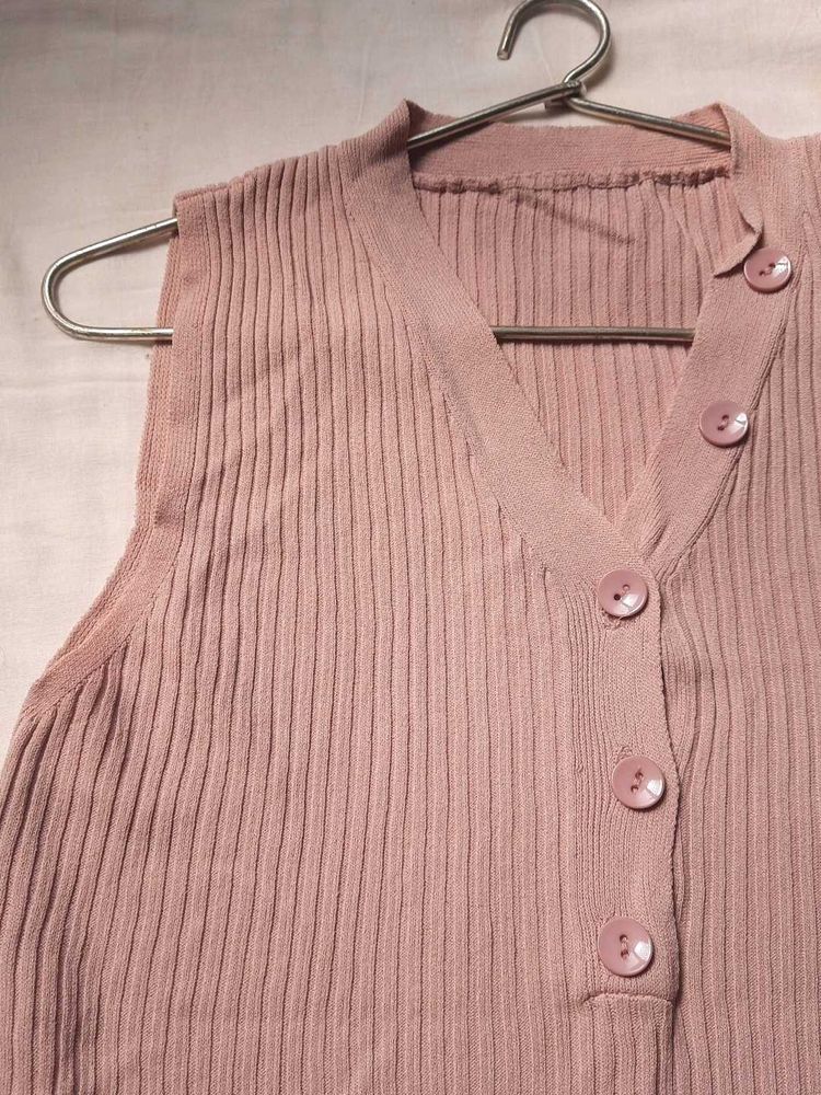 Baby Pink V Neck Top