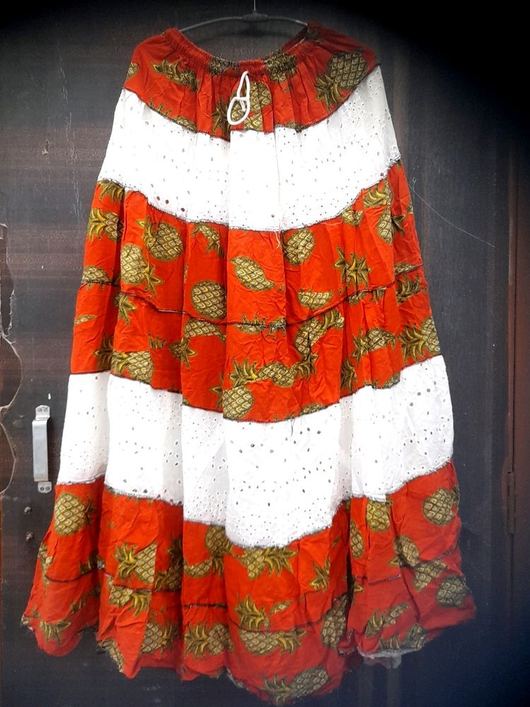 White Orange And Some Other Coloure Combo Skirt