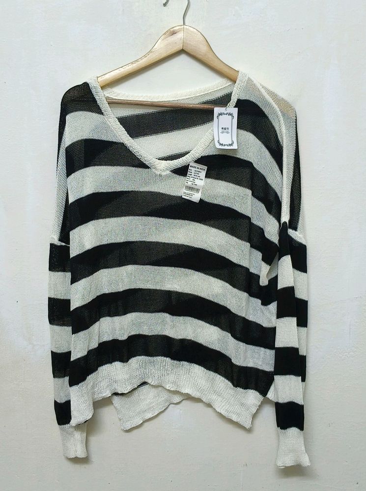 Trendy New Cotton Black And White Top For Women