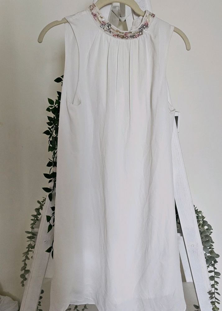 H&M Embellished White Dress