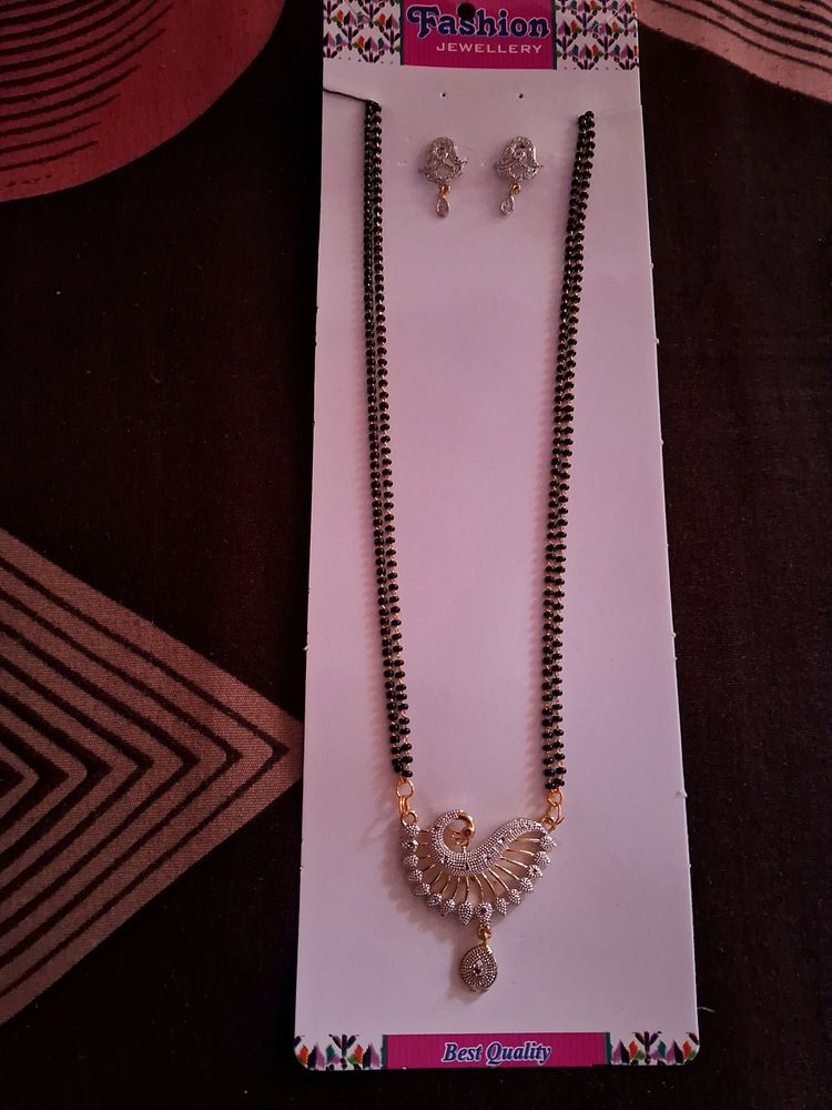 American Diamond Mangalsutra With Earring