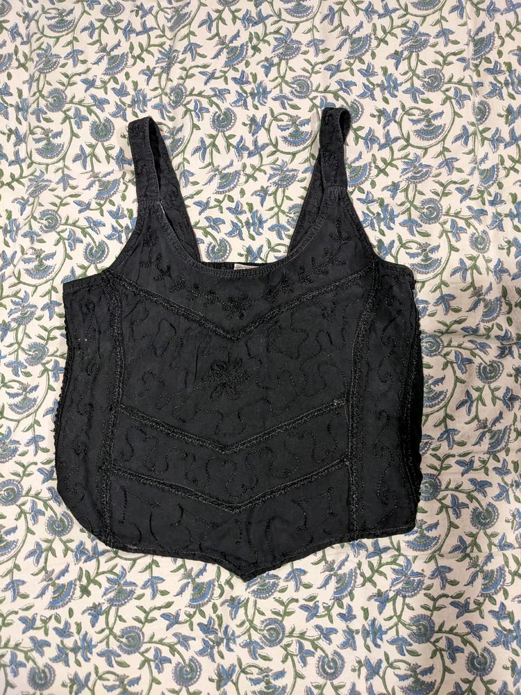 Black Party Crop Top