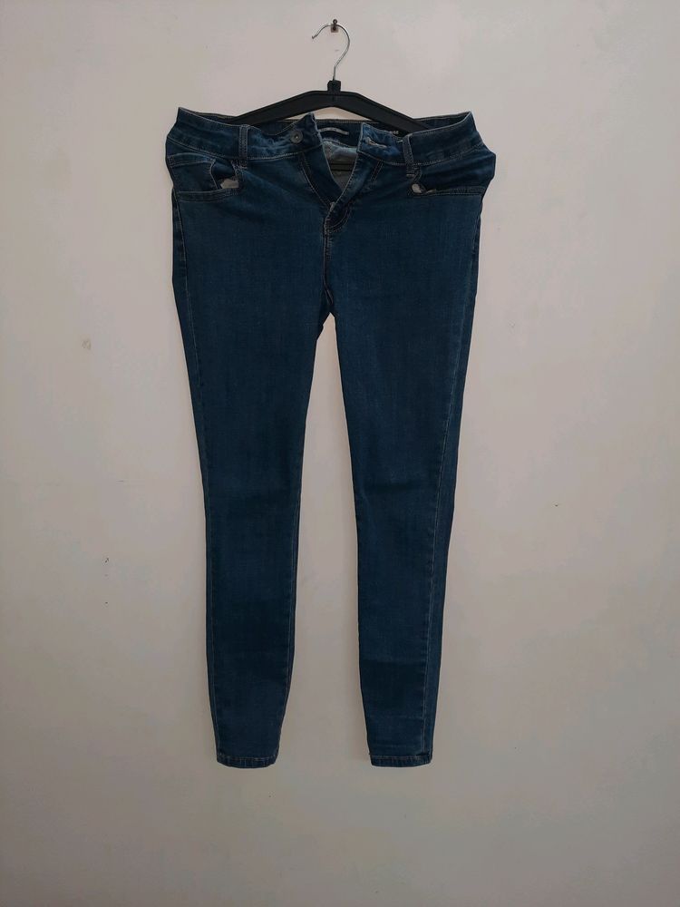 LOW WAIST BLUE DENIM JEANS