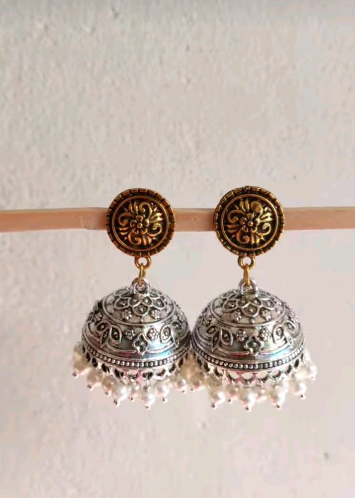 Silver And Antique Jhumka