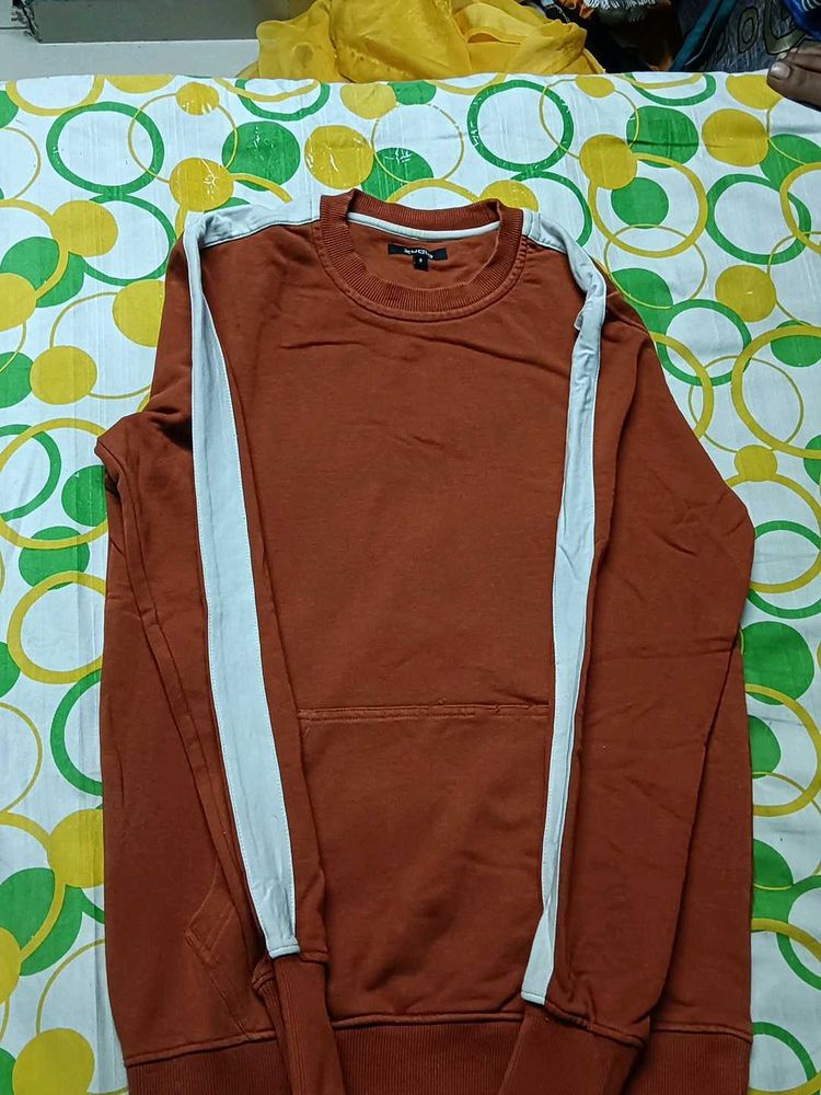 Orange Sweatshirt With White Stripe