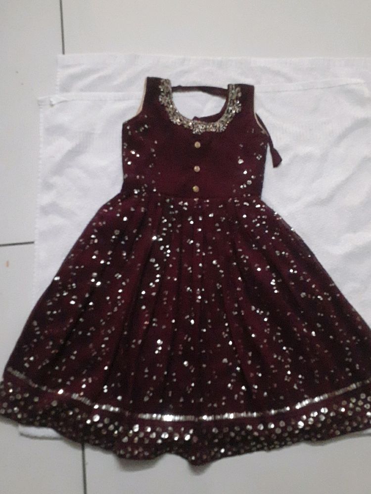 Kids Purple Georgette Sequin Work Churidar