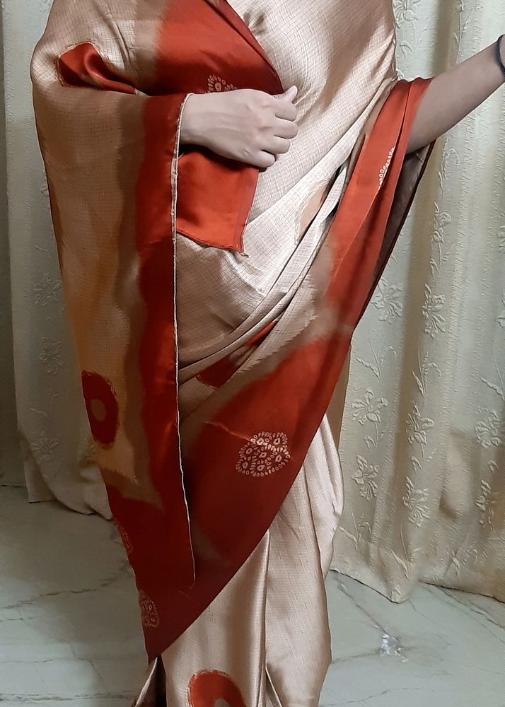 Orange Brown Satin Saree🔥☄🍁