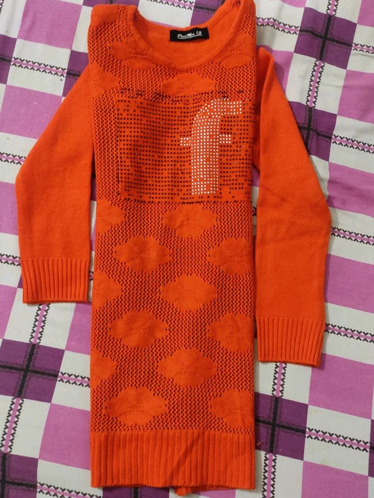 Orange Woolen Top For Winter