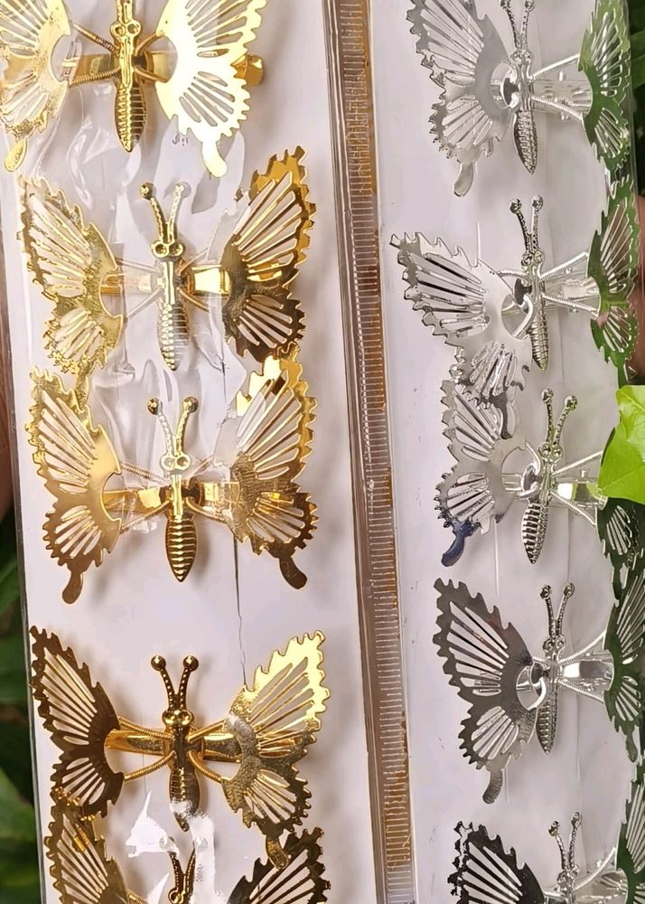 12 Pcs Gold and Silver Metal 3D Butterfly For Girl