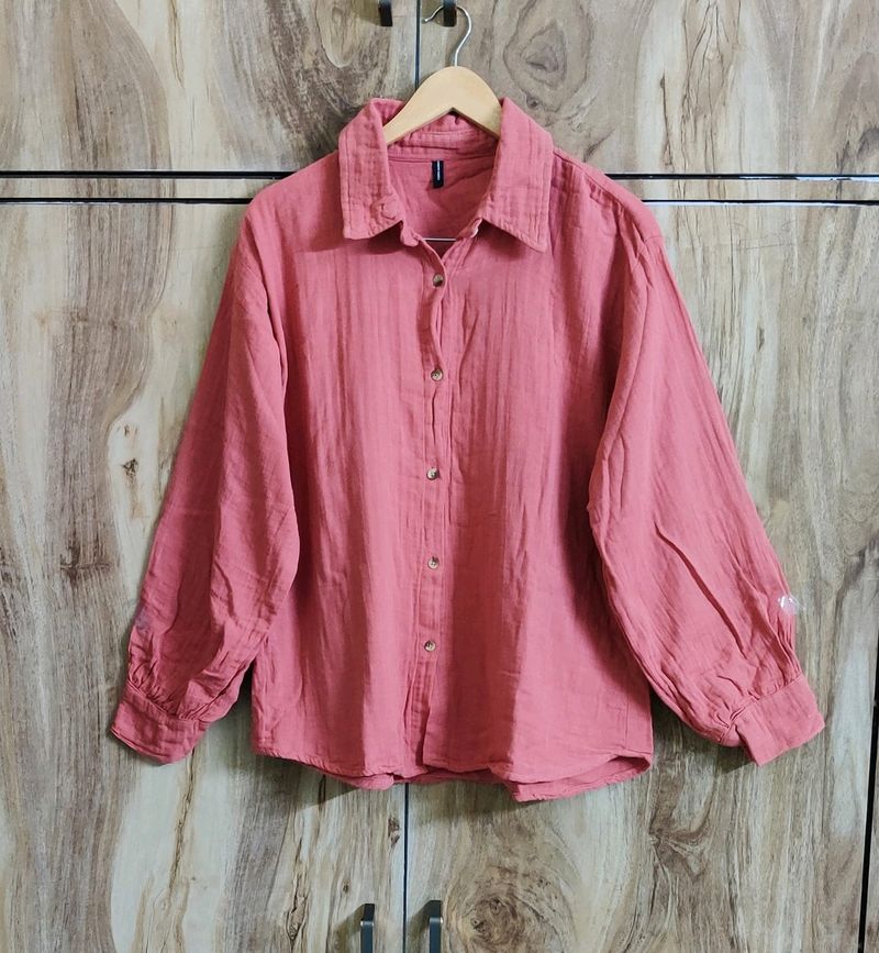 Rust Colour Cotton Shirt Size-42