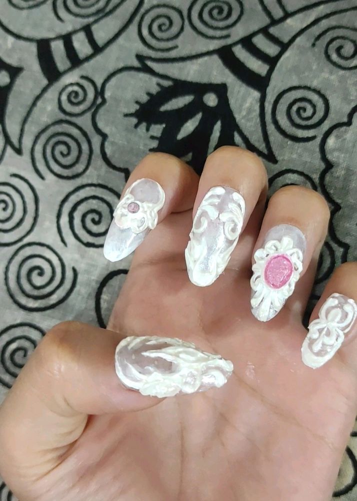 Vintage White Nails