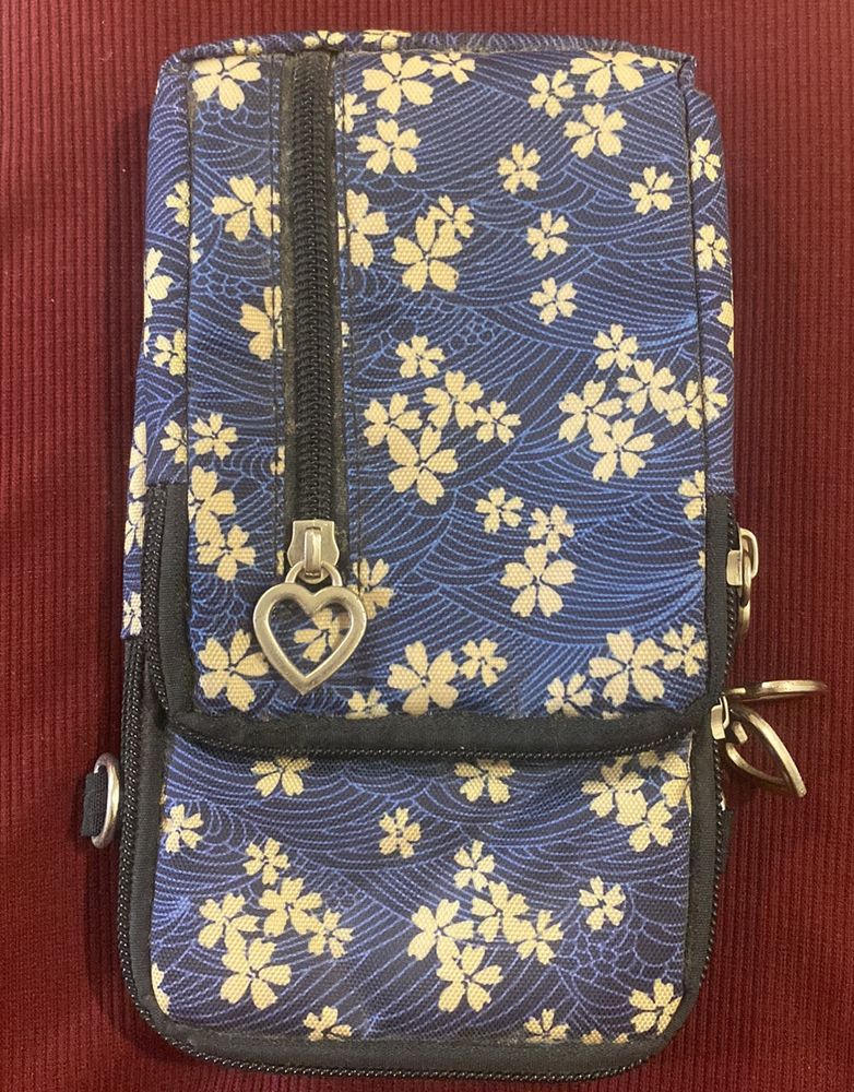 Navy Blue Floral Hand Purse