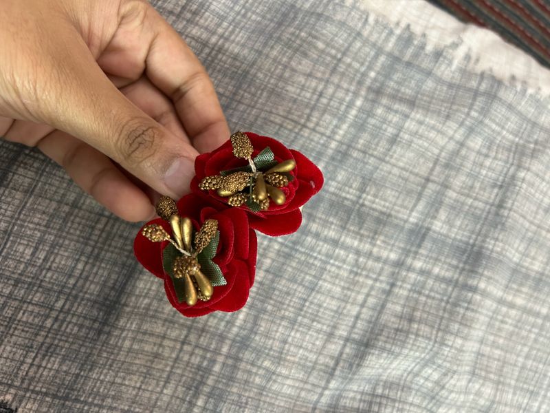 pair of rose hair clips