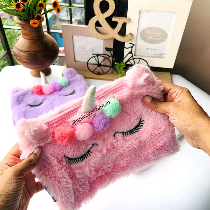 Soft Fur Unicorn Pouch - 1 Piece