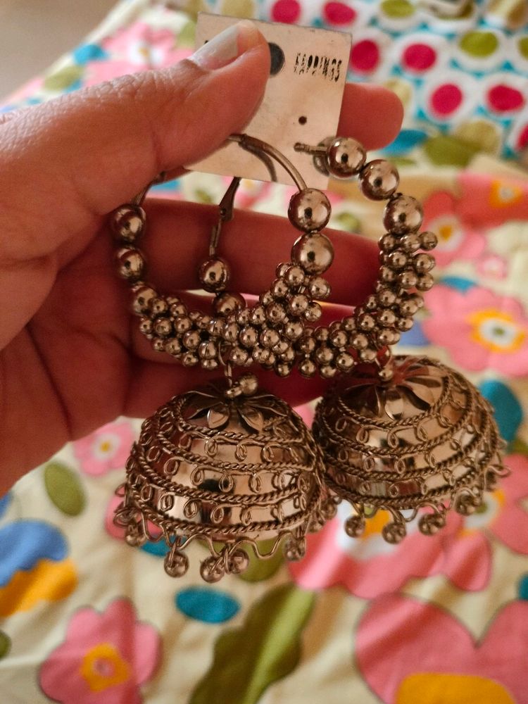 Black Metal Punjabi Jhumka For Women