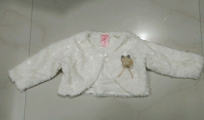 White Woolen Shrug For Kids