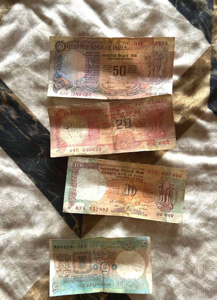 Old Indian Issued 50,20,10,5rs Note For Collection