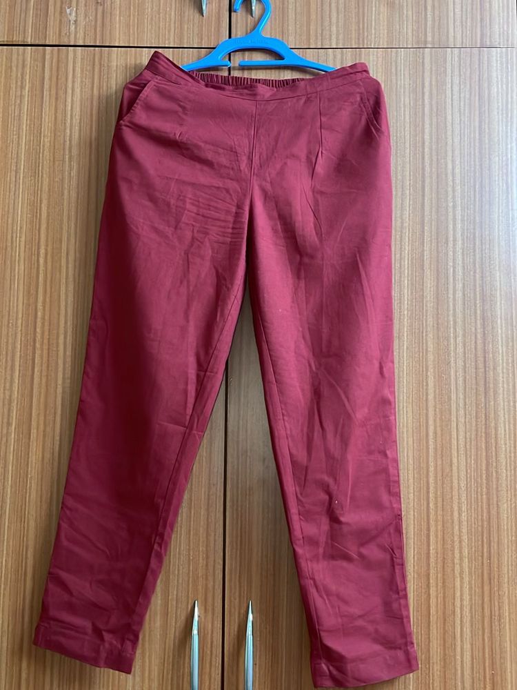 Women Mid-Rise Cotton Trouser