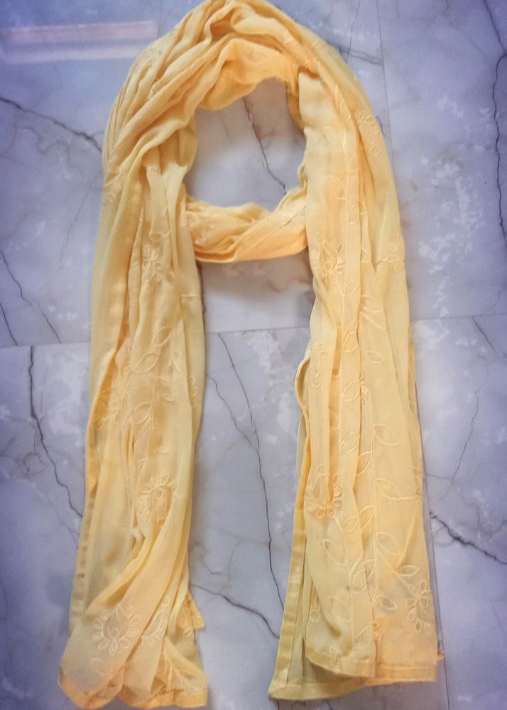 Yellow Embroidery Work Dupatta