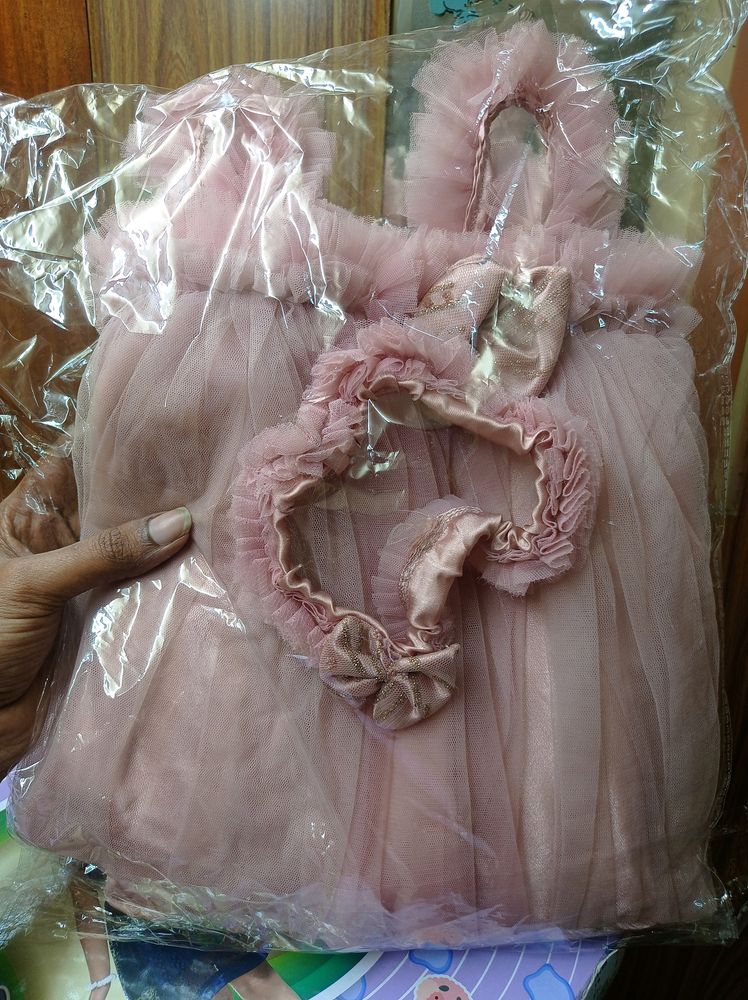 Beautiful Netted Frock For Baby Girl (Unused)